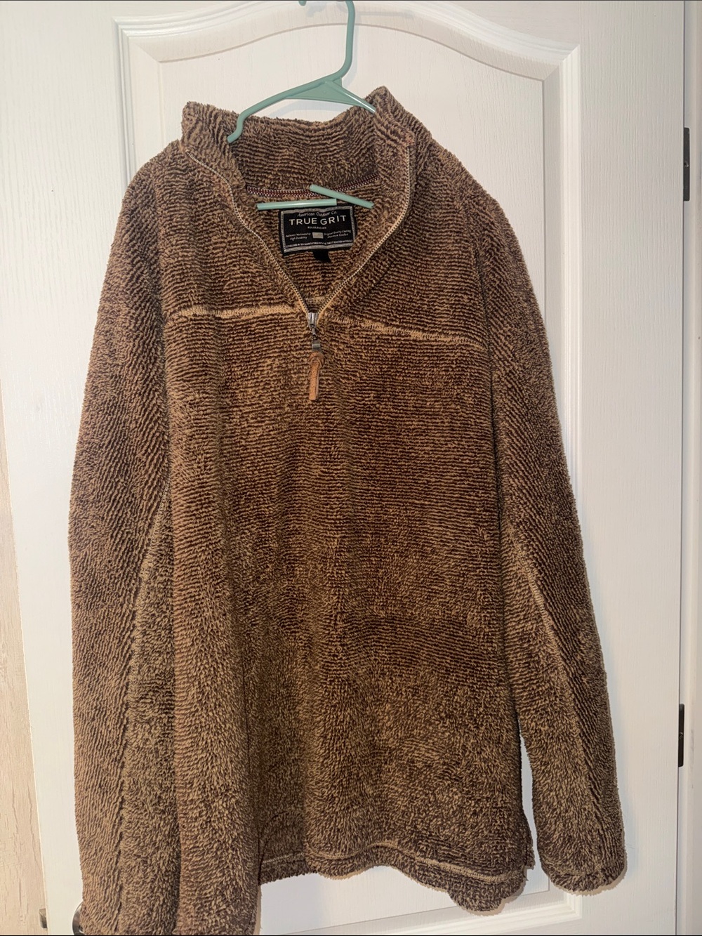 True Grit Men's Brown Sherpa Zip-Up Pullover